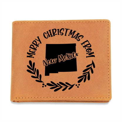 Merry Christmas From New Mexico - Leather Wallet