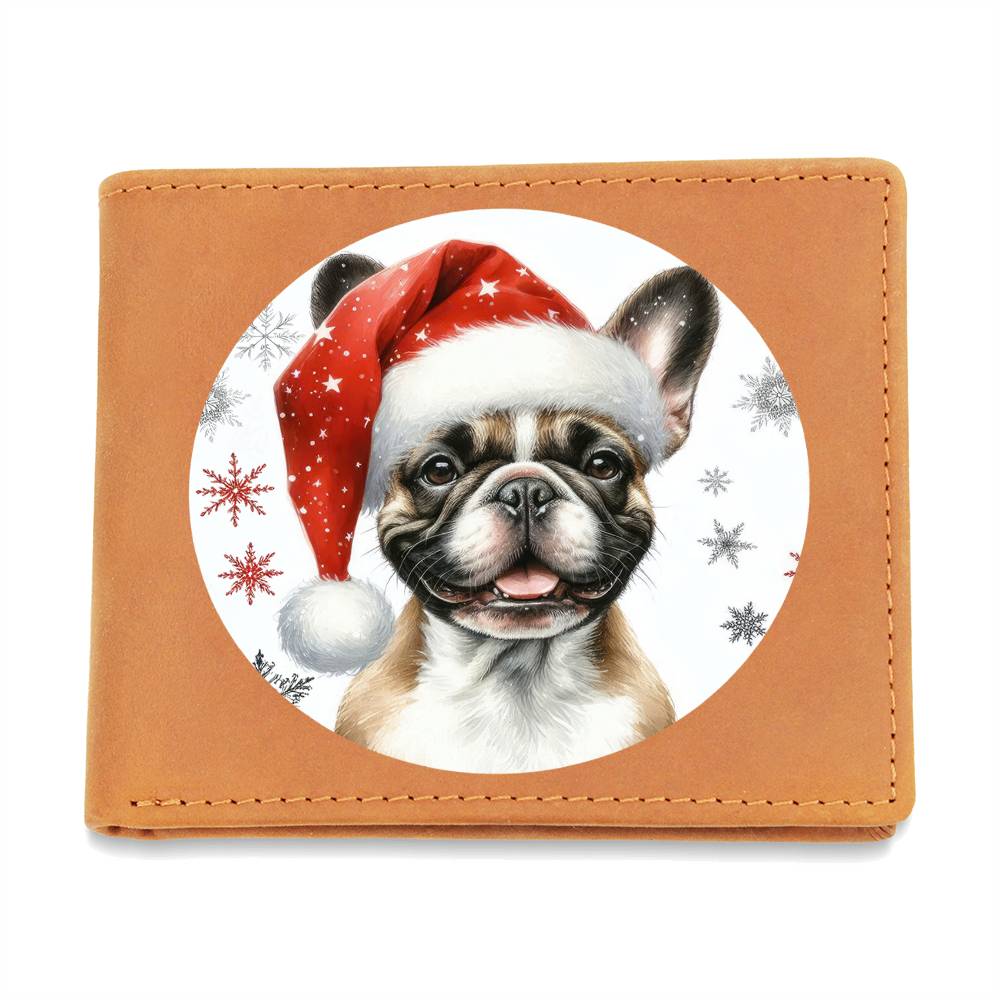 Christmas Dog - French Bulldog - Leather Wallet