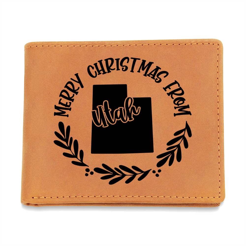 Merry Christmas From Utah - Leather Wallet