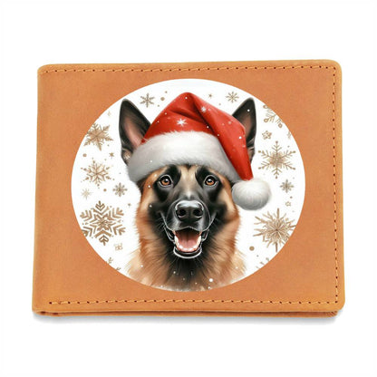 Christmas Dog - Belgian Malinois - Leather Wallet