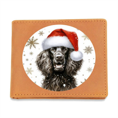 Christmas Dog - Irish Water Spaniel - Leather Wallet