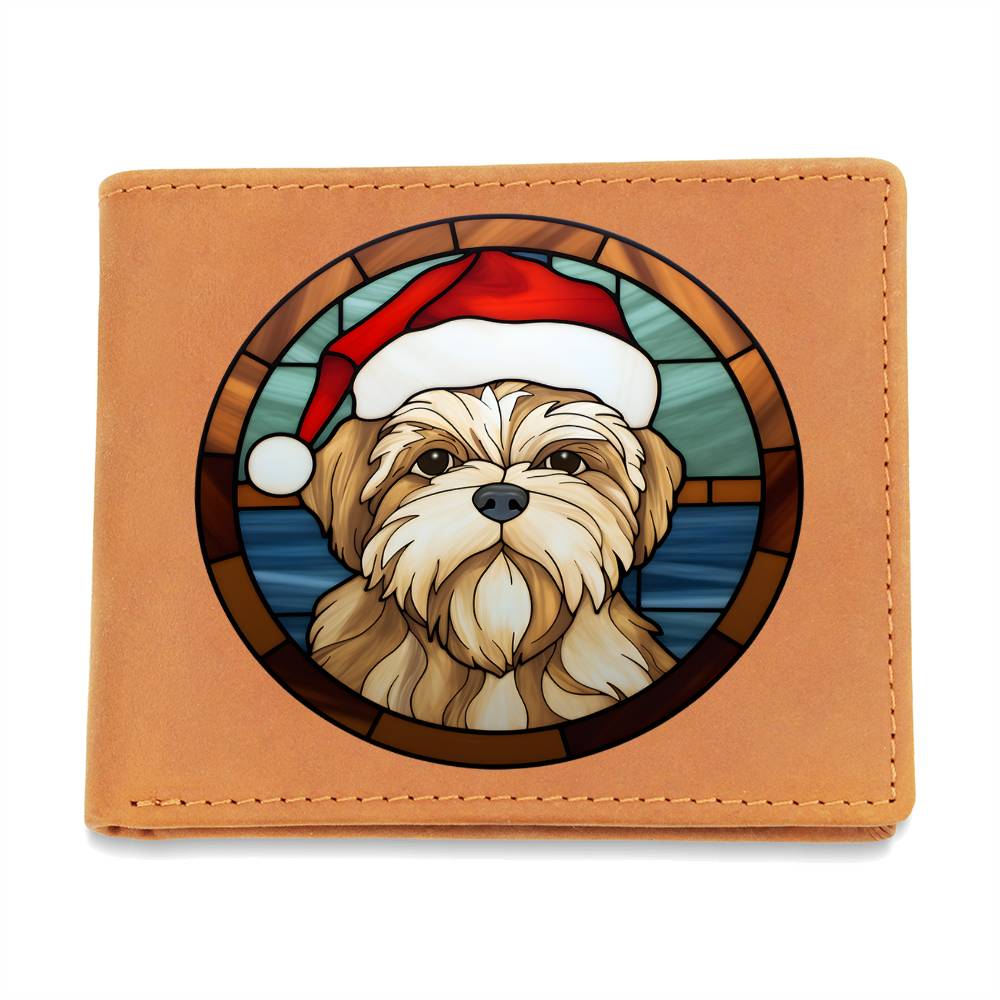 Dog Stained Glass Christmas Design 002 - Leather Wallet