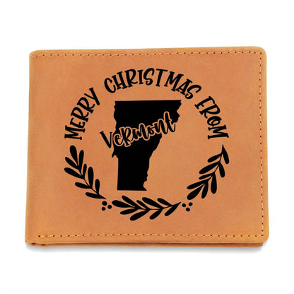 Merry Christmas From Vermont - Leather Wallet