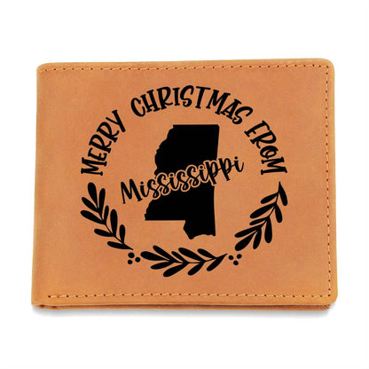 Merry Christmas From Mississippi - Leather Wallet