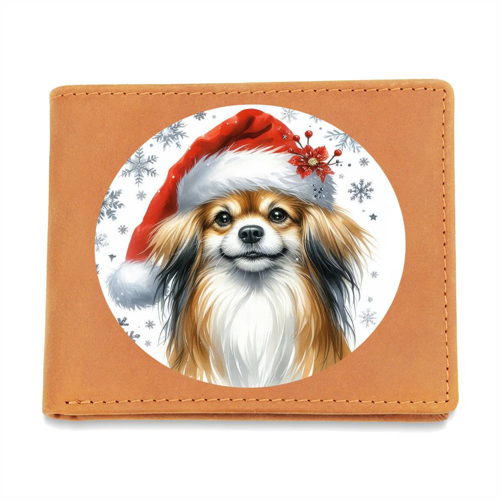 Christmas Dog - Tibetan Spaniel - Leather Wallet