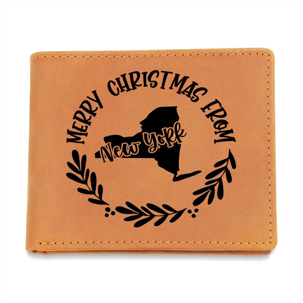 Merry Christmas From New York - Leather Wallet