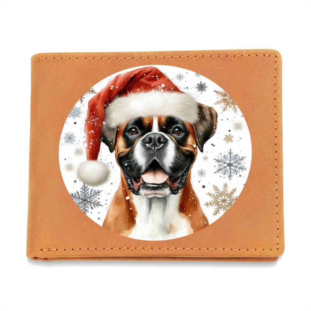 Christmas Dog - Boxer - Leather Wallet