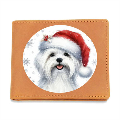 Christmas Dog - Maltese - Leather Wallet