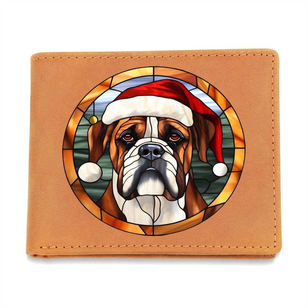 Dog Stained Glass Christmas Design 022 - Leather Wallet