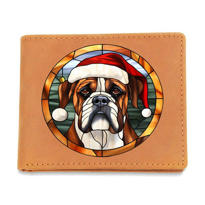 Dog Stained Glass Christmas Design 022 - Leather Wallet