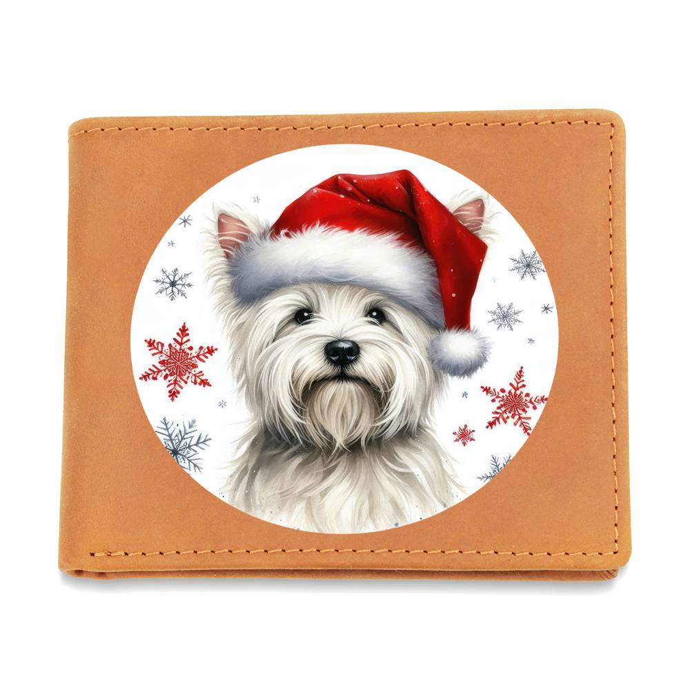 Christmas Dog - West Highland White Terrier - Leather Wallet
