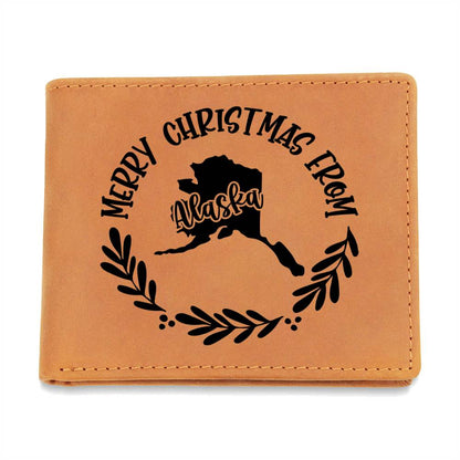 Merry Christmas From Alaska - Leather Wallet