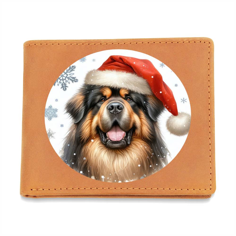 Christmas Dog - Tibetan Mastiff - Leather Wallet