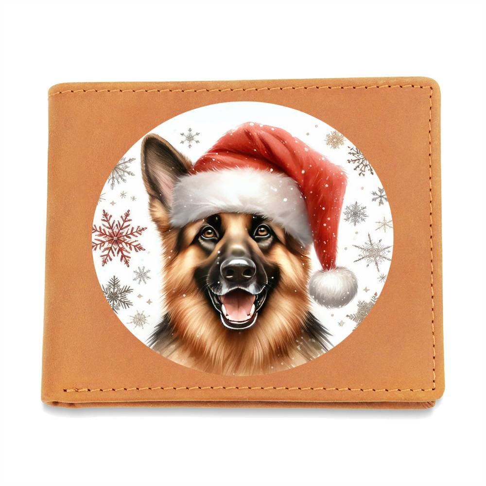 Christmas Dog - German Shepherd - Leather Wallet