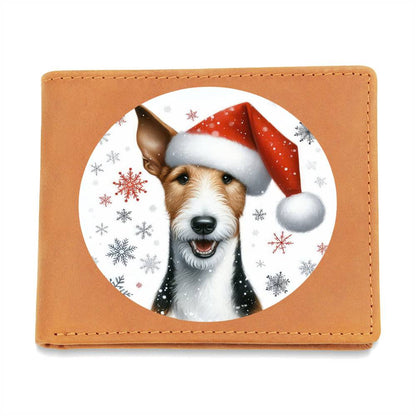 Christmas Dog - Smooth Fox Terrier - Leather Wallet