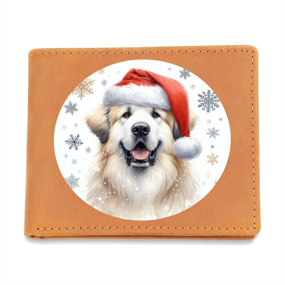 Christmas Dog - Great Pyrenees - Leather Wallet