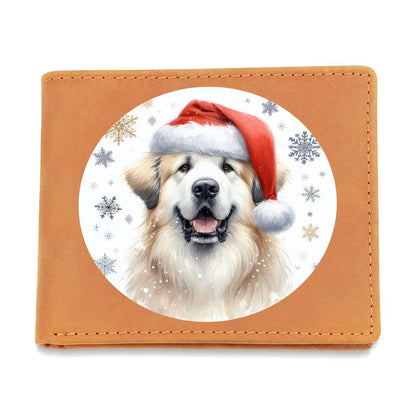 Christmas Dog - Great Pyrenees - Leather Wallet