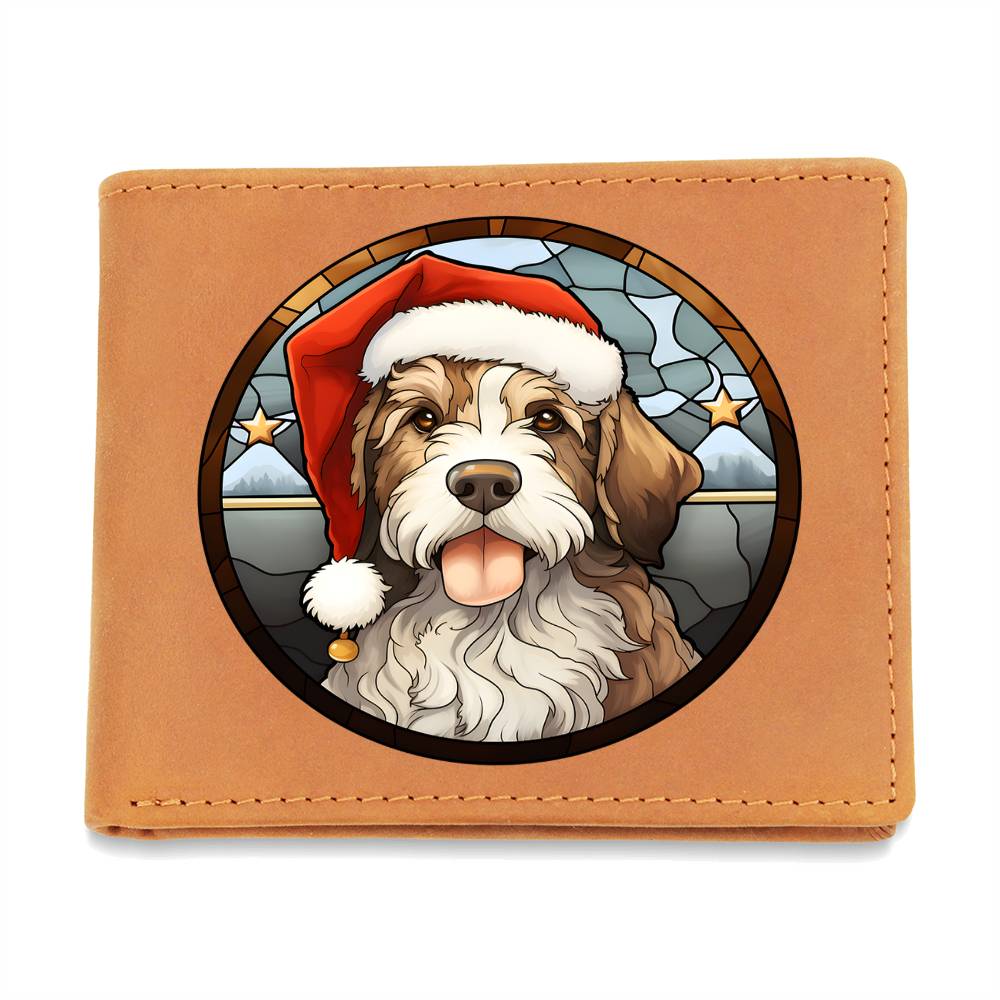 Dog Stained Glass Christmas Design 021 - Leather Wallet