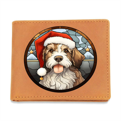 Dog Stained Glass Christmas Design 021 - Leather Wallet