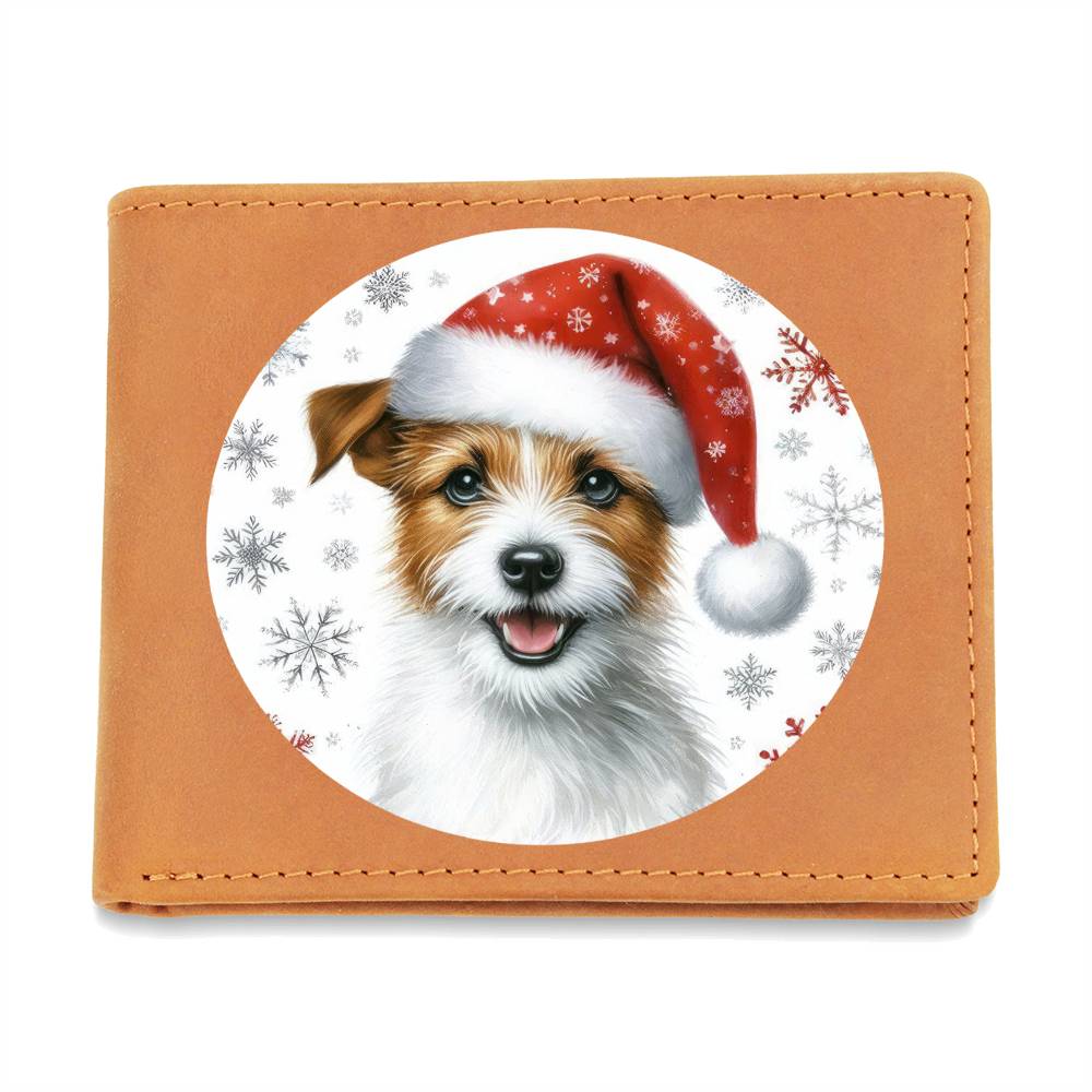Christmas Dog - Jack Russell Terrier - Leather Wallet
