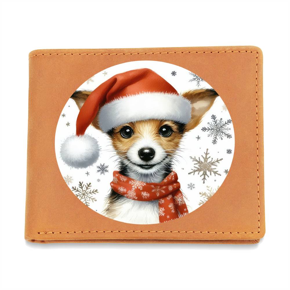 Christmas Dog - Toy Fox Terrier - Leather Wallet
