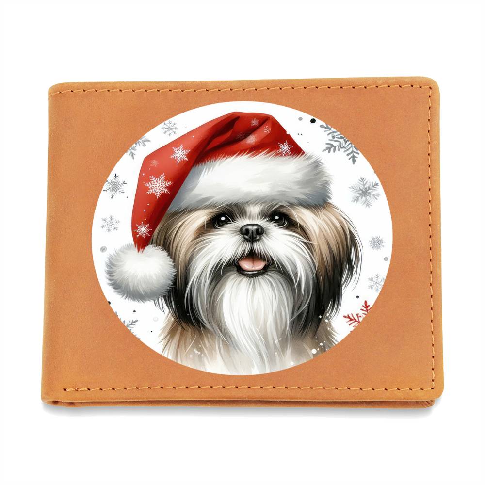 Christmas Dog - Shih Tzu - Leather Wallet