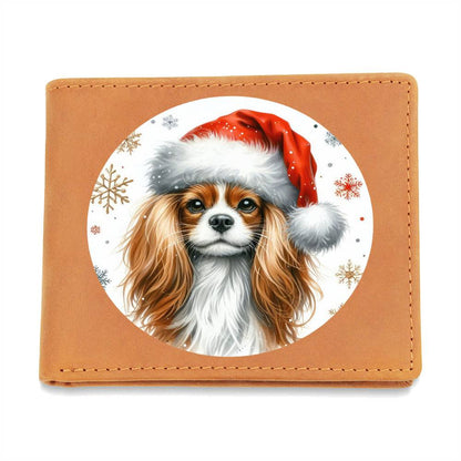 Christmas Dog - English Toy Spaniel - Leather Wallet