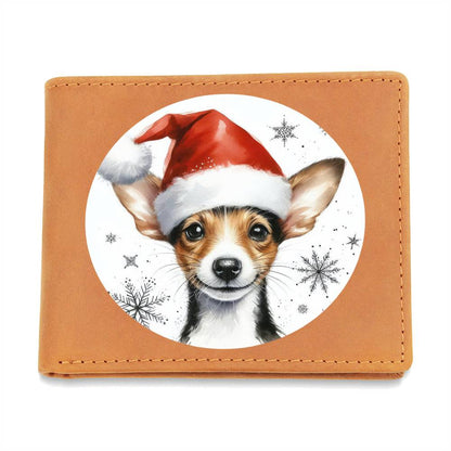Christmas Dog - Rat Terrier - Leather Wallet