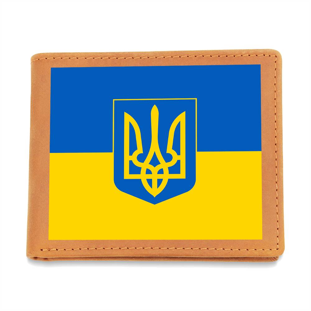 Tryzub And Flag Of Ukraine - Leather Wallet