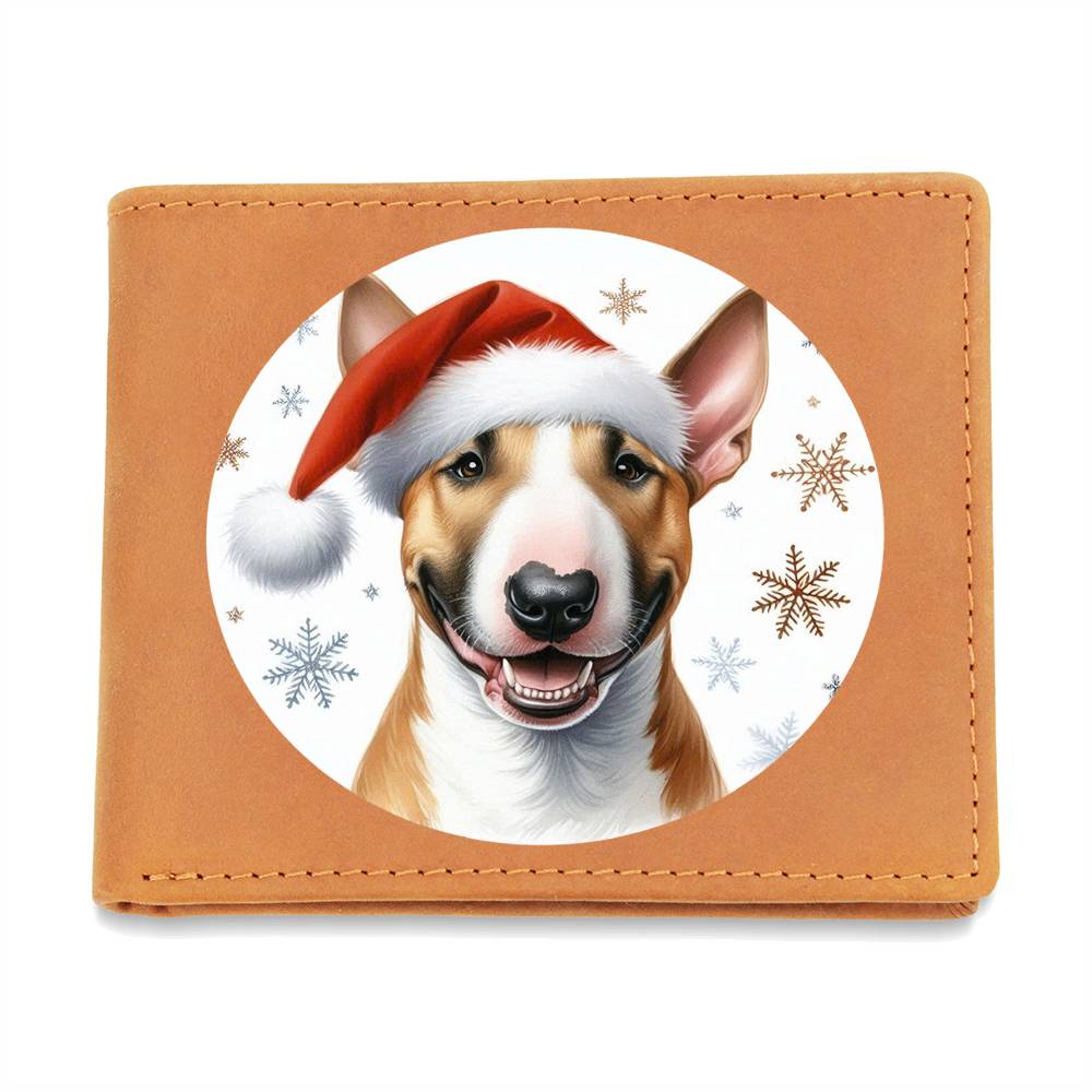 Christmas Dog - Bull Terrier - Leather Wallet