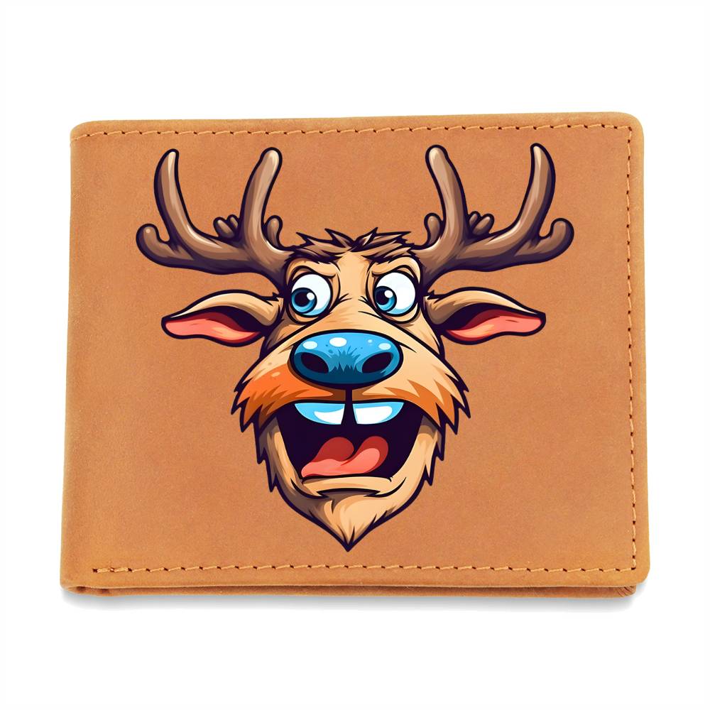 Funny Reindeer Face 05 - Leather Wallet