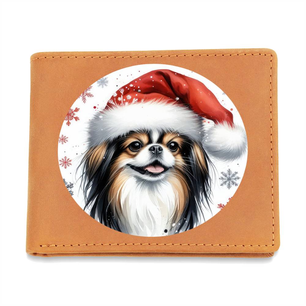 Christmas Dog - Japanese Chin - Leather Wallet