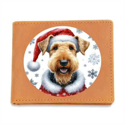 Christmas Dog - Airedale Terrier - Leather Wallet