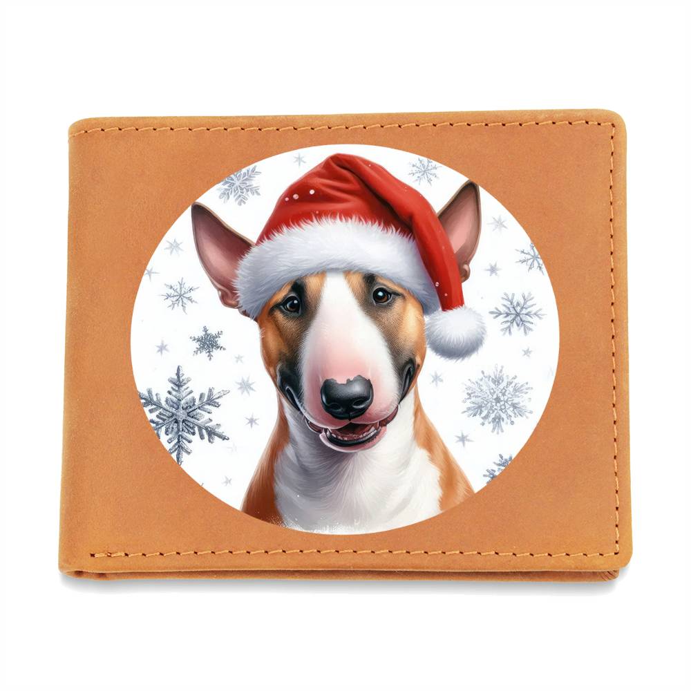 Christmas Dog - Miniature Bull Terrier - Leather Wallet