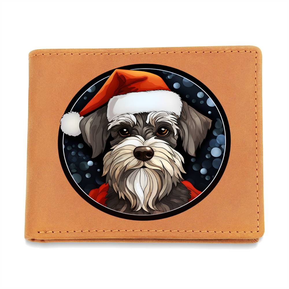 Dog Stained Glass Christmas Design 018 - Leather Wallet