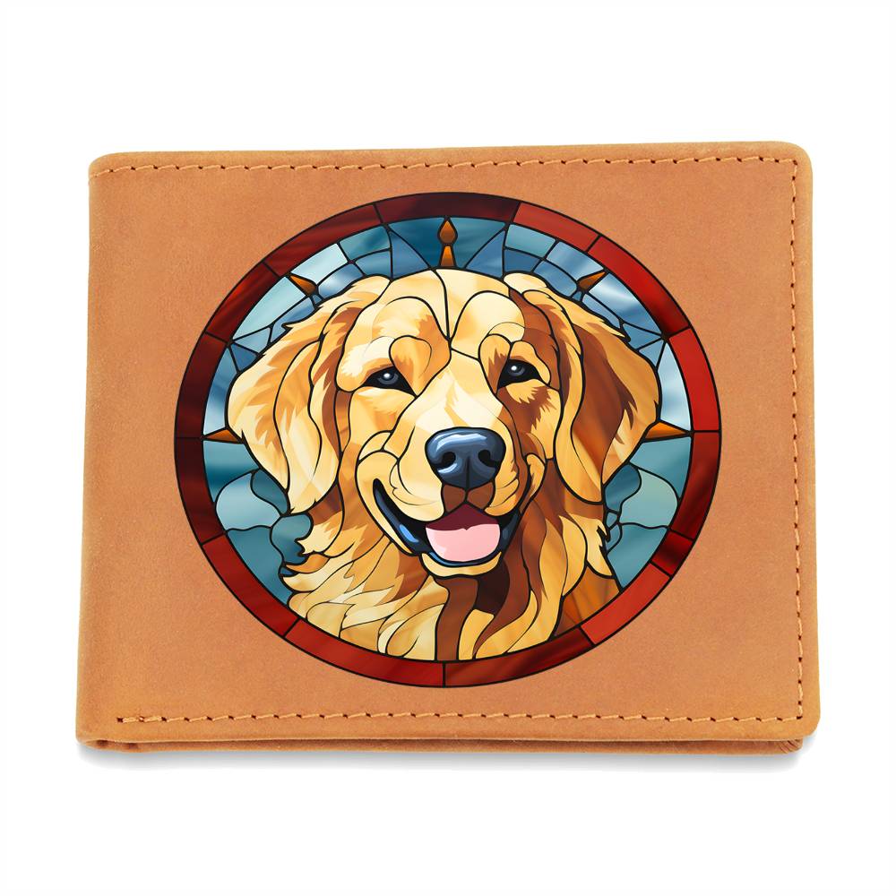 Dog Stained Glass Christmas Design 001 - Leather Wallet
