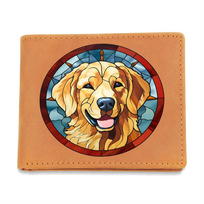Dog Stained Glass Christmas Design 001 - Leather Wallet