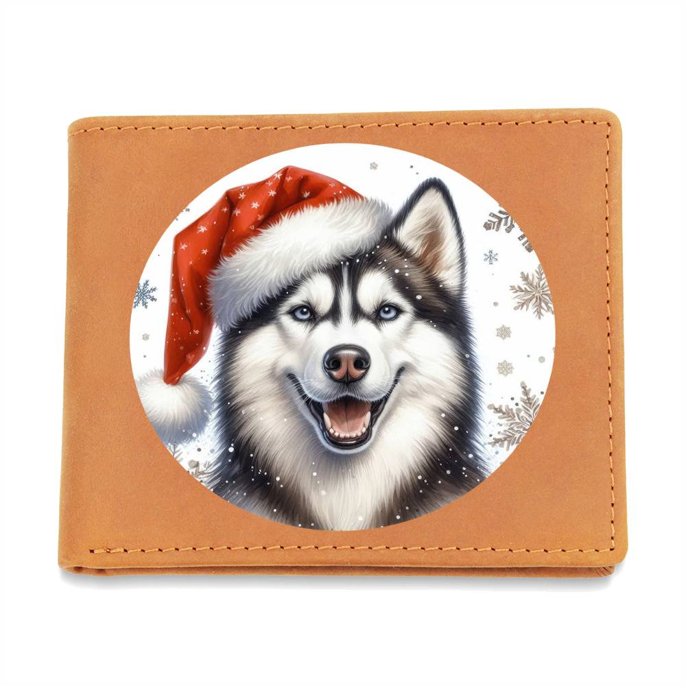 Christmas Dog - Siberian Husky Dog - Leather Wallet