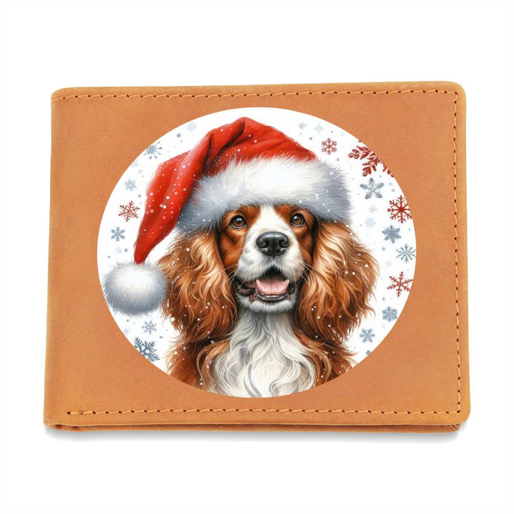 Christmas Dog - Welsh Springer Spaniel - Leather Wallet