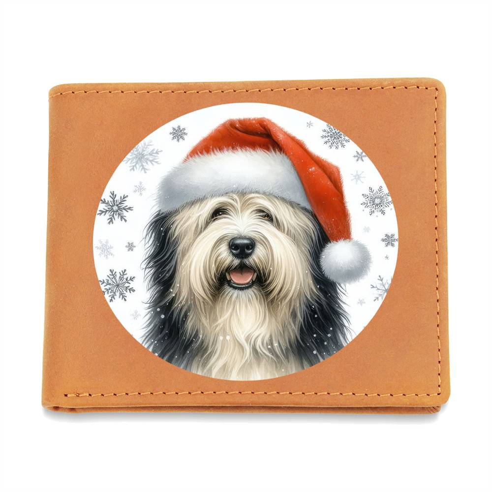 Christmas Dog - Polish Lowland Sheepdog - Leather Wallet