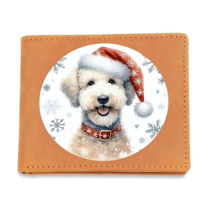 Christmas Dog - Bedlington Terrier - Leather Wallet