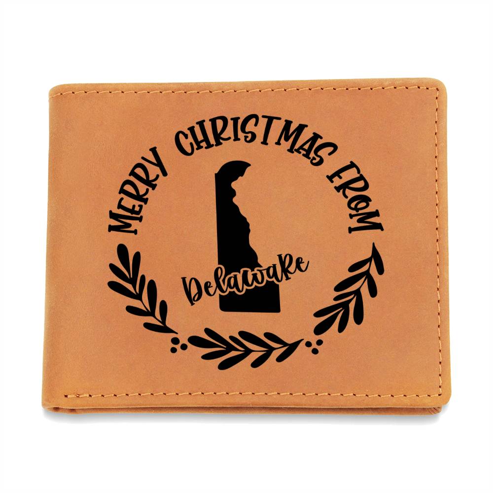 Merry Christmas From Delaware - Leather Wallet