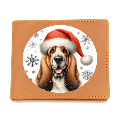 Christmas Dog - Grand Basset Griffon Vendeen - Leather Wallet
