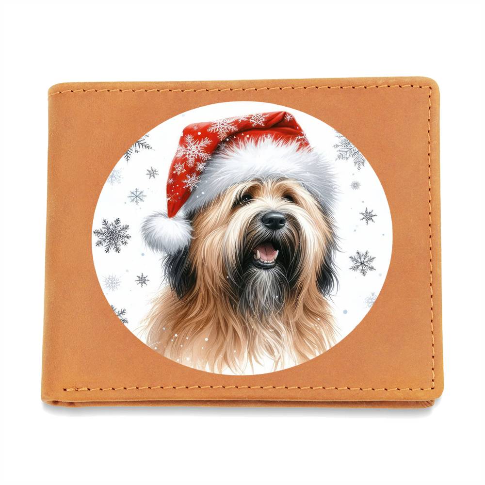 Christmas Dog - Briard - Leather Wallet