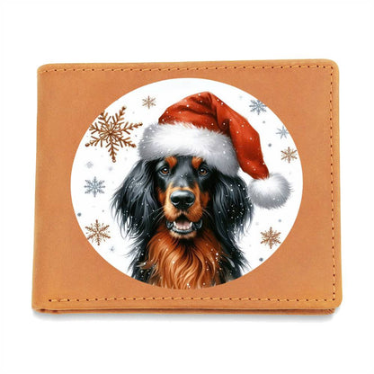 Christmas Dog - Gordon Setter - Leather Wallet