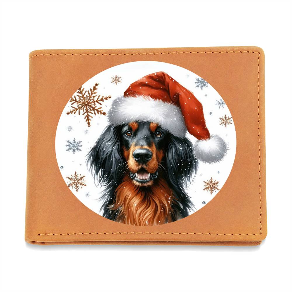 Christmas Dog - Gordon Setter - Leather Wallet