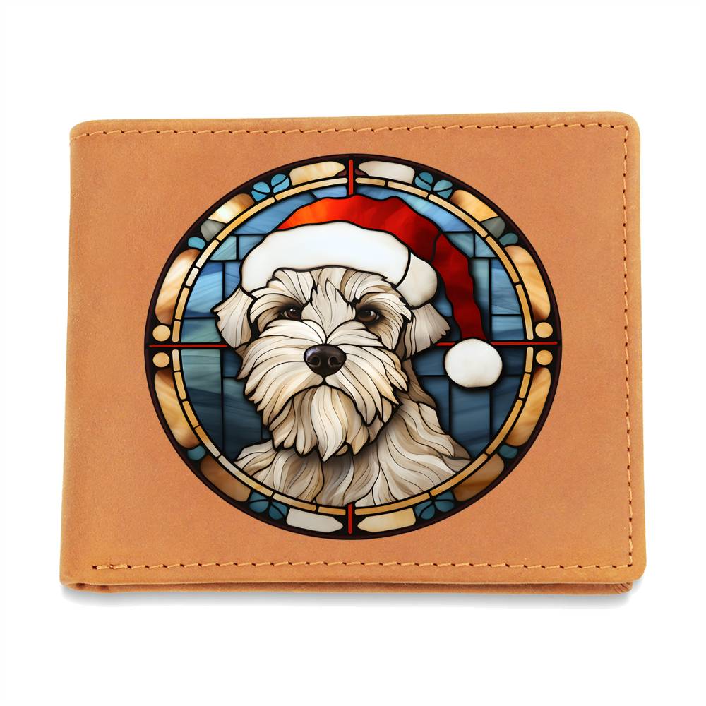 Dog Stained Glass Christmas Design 033 - Leather Wallet