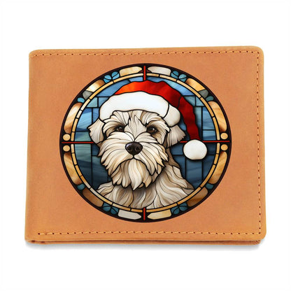 Dog Stained Glass Christmas Design 033 - Leather Wallet