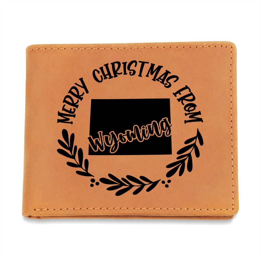 Merry Christmas From Wyoming - Leather Wallet