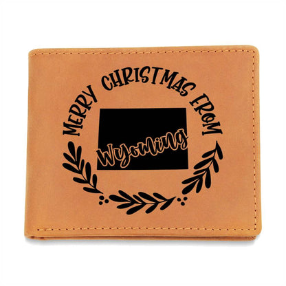 Merry Christmas From Wyoming - Leather Wallet